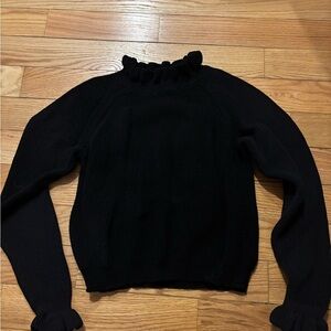 Black Ruffled Turtleneck Women's Sweater